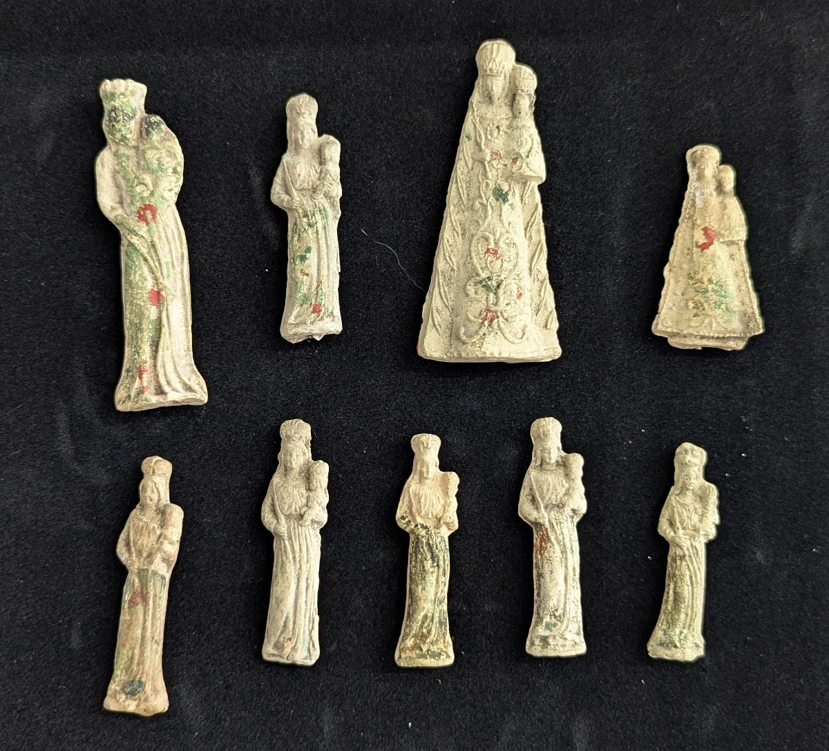 Rare Collection Of 9 Schabmadonna - Vierge à Gratter - German-speaking Region 17th-19th Century