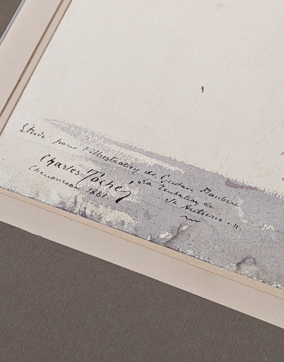 Watercolor By Charles Toché - Pour Flaubert - With Frédéric Mistral - 1881-photo-3