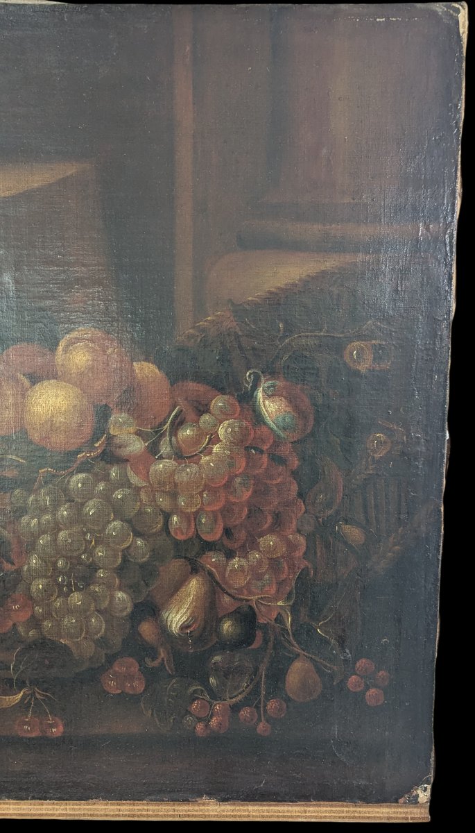 Still Life With Parrot And Fruit - Oil On Canvas - Late 17th Century-photo-7
