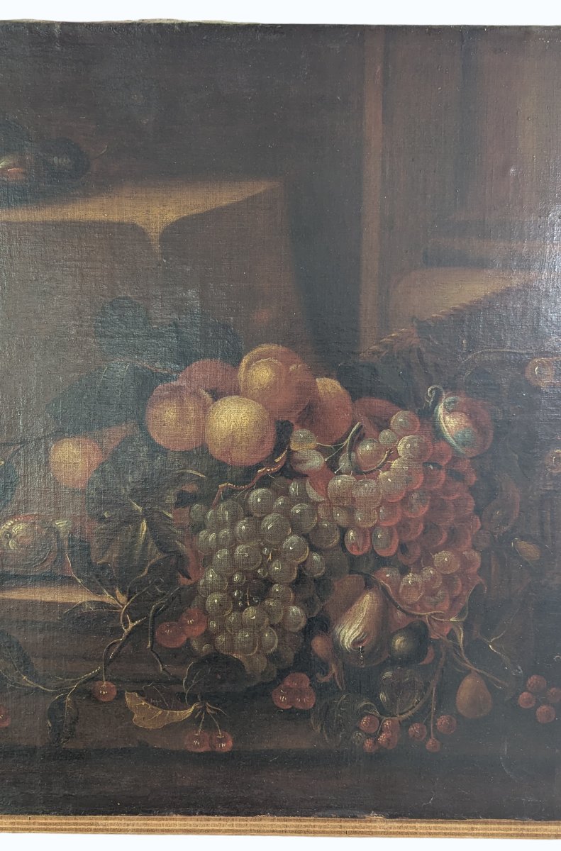 Still Life With Parrot And Fruit - Oil On Canvas - Late 17th Century-photo-8