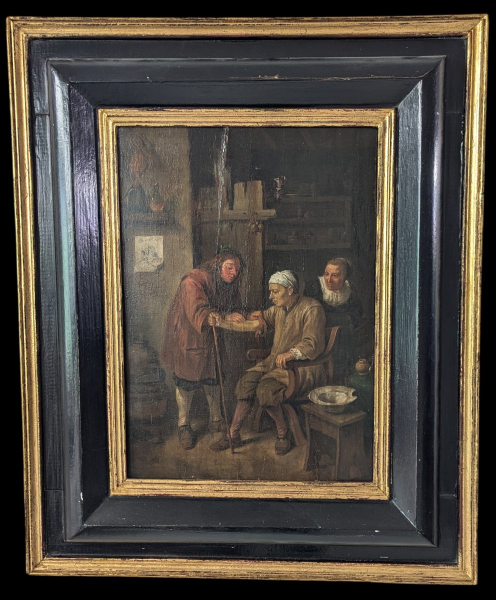 l'Art De Guérir Par Le Barbier-chirurgien - Oil On Panel - Flemish School, Late 17th Century-photo-2