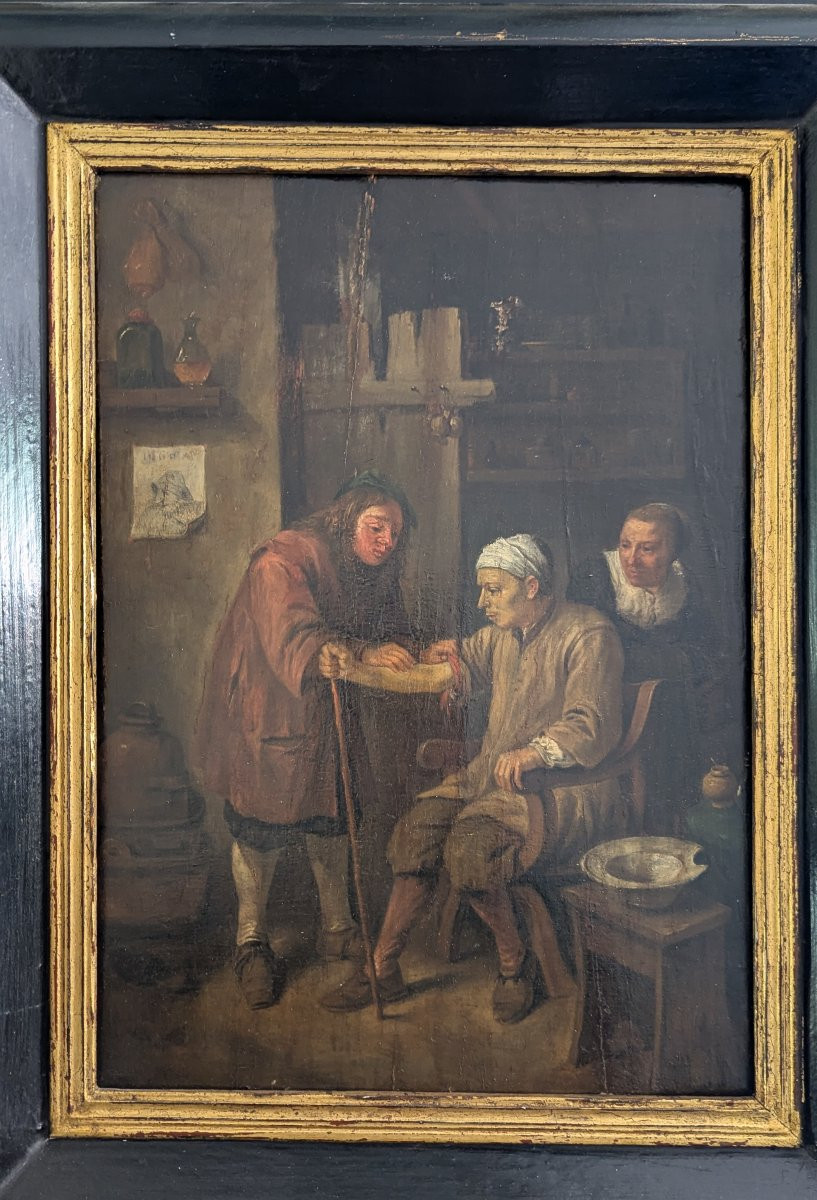 l'Art De Guérir Par Le Barbier-chirurgien - Oil On Panel - Flemish School, Late 17th Century-photo-3