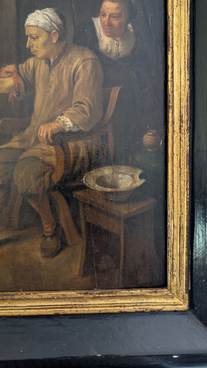 l'Art De Guérir Par Le Barbier-chirurgien - Oil On Panel - Flemish School, Late 17th Century-photo-2
