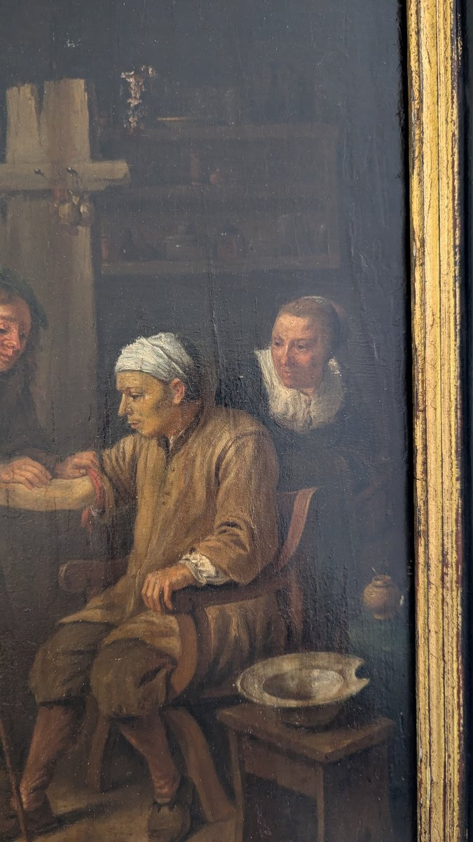 l'Art De Guérir Par Le Barbier-chirurgien - Oil On Panel - Flemish School, Late 17th Century-photo-3