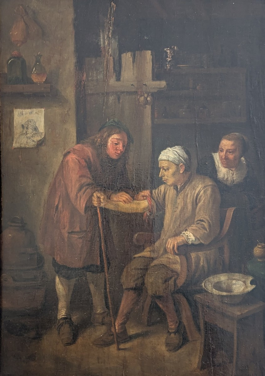 l'Art De Guérir Par Le Barbier-chirurgien - Oil On Panel - Flemish School, Late 17th Century