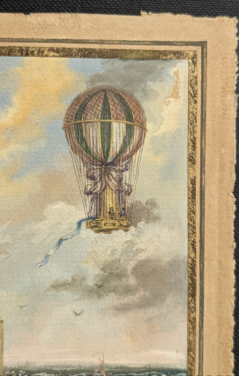 Rare Gouache Miniature - Attempted Channel Crossing By De Rozier On June 15, 1785-photo-5
