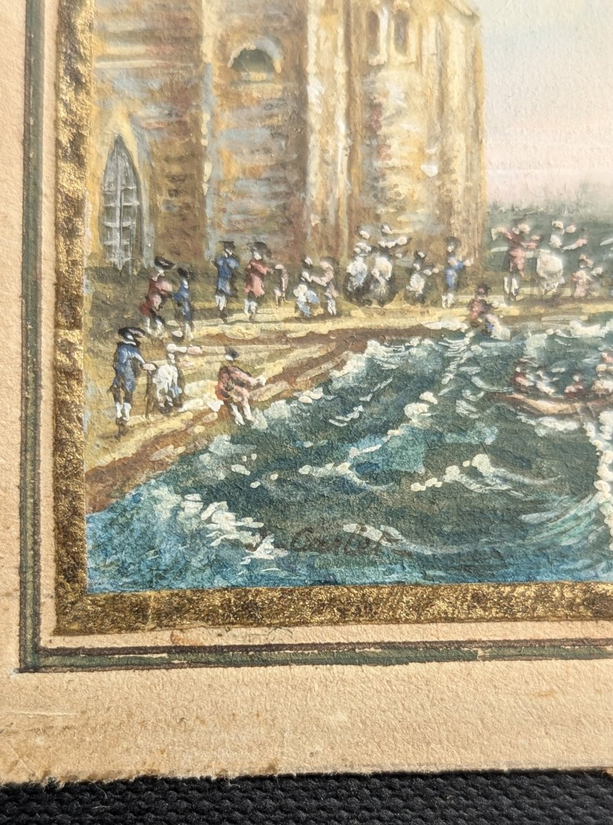 Rare Gouache Miniature - Attempted Channel Crossing By De Rozier On June 15, 1785-photo-8