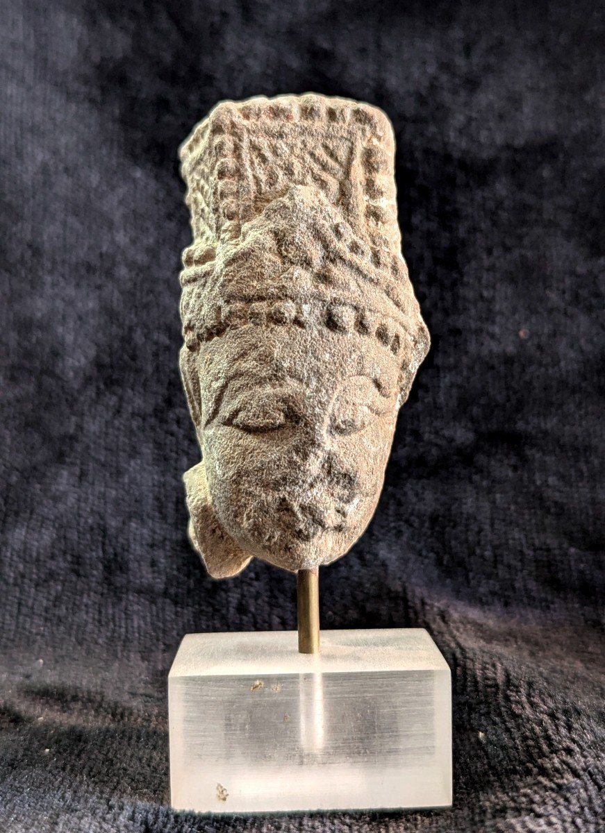 Tête En Pierre – Bodhisattva – Art Indien Antique – Archéologie-photo-4