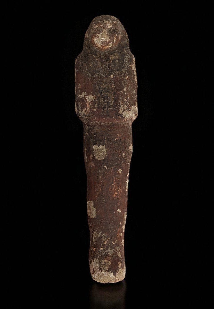 Large Momiform Servant - Wooden Oushebti - 35cm Height - Egyptian Archaeology-photo-3