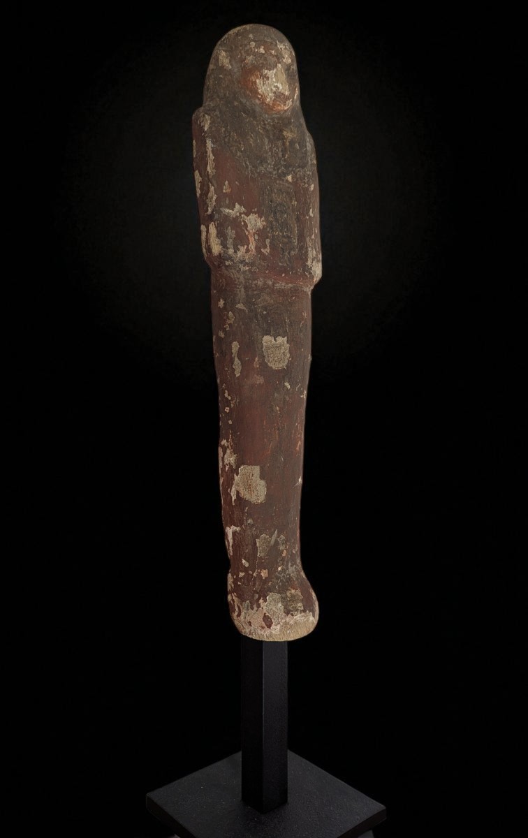 Large Momiform Servant - Wooden Oushebti - 35cm Height - Egyptian Archaeology
