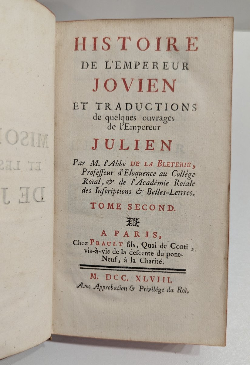 Histoire De l'Empereur Jovien & Empereur Julien - 2t - 1748 - Coat Of Arms Of Fauconnet De Vildé-photo-2