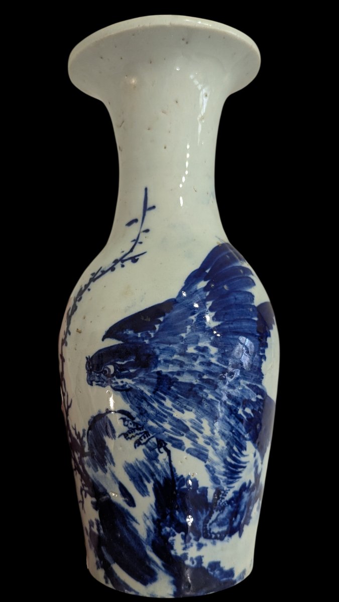 Vase en porcelaine bleu et blanc - Décor à l’aigle - Chine du Sud - Fin XIXe-photo-4