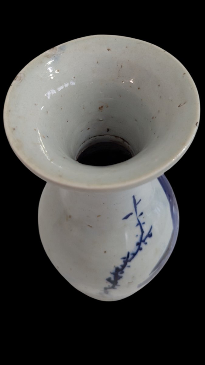 Vase en porcelaine bleu et blanc - Décor à l’aigle - Chine du Sud - Fin XIXe-photo-2