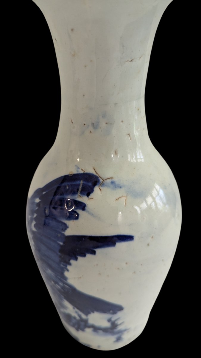 Vase en porcelaine bleu et blanc - Décor à l’aigle - Chine du Sud - Fin XIXe-photo-4