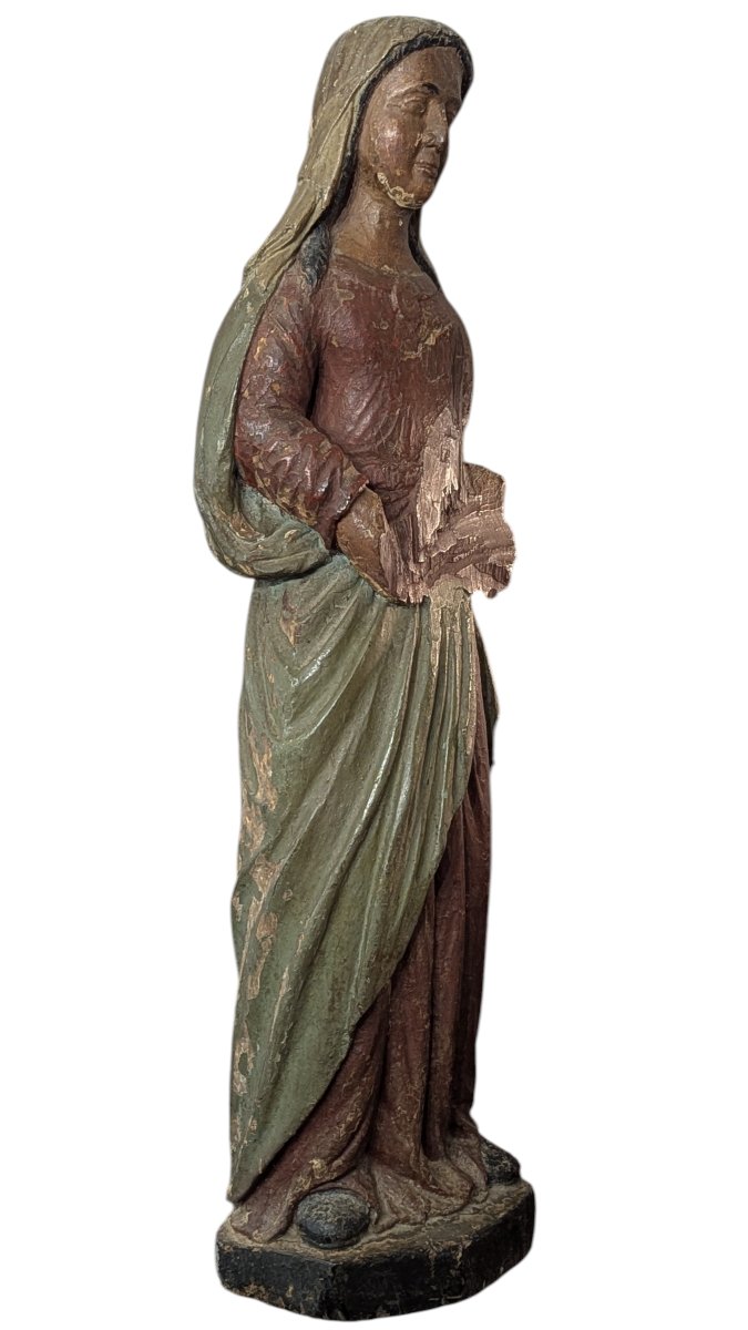 Statue Of The Virgin Mary In Solid Oak - 95cm High - 18th Century-photo-3