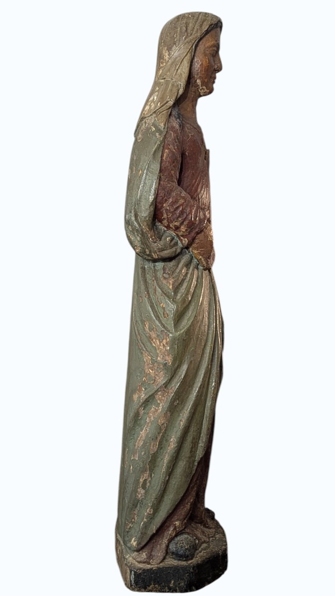 Statue Of The Virgin Mary In Solid Oak - 95cm High - 18th Century-photo-4