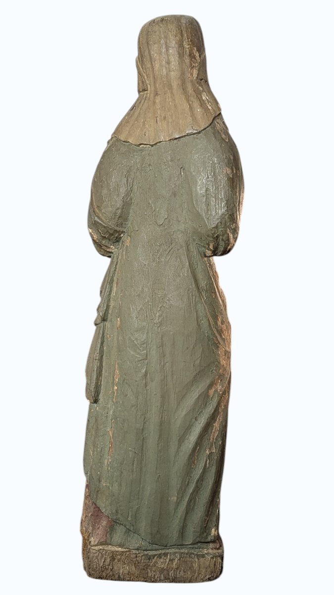 Statue Of The Virgin Mary In Solid Oak - 95cm High - 18th Century-photo-1