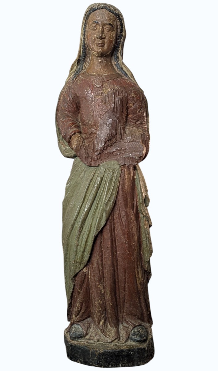 Statue Of The Virgin Mary In Solid Oak - 95cm High - 18th Century