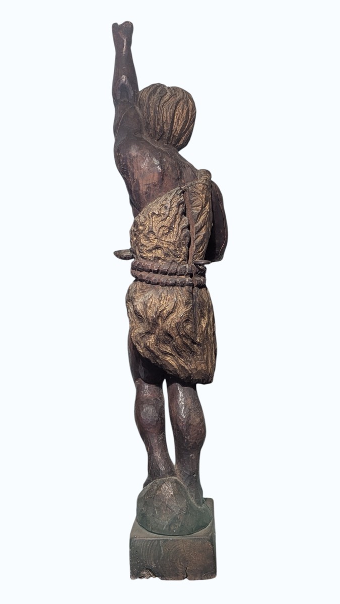 Saint John The Baptist - Polychrome Oak Sculpture, 16th-17th Century-photo-6