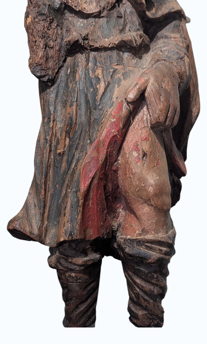 Saint-roch In Polychrome Solid Wood - Early 17th Century - 60cm High-photo-4