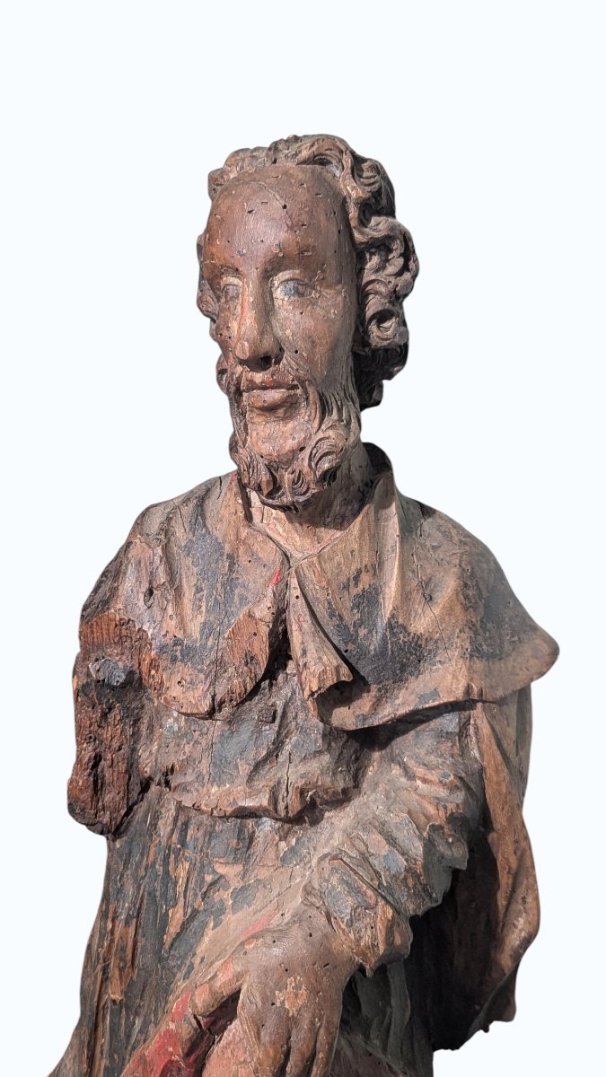 Saint-roch In Polychrome Solid Wood - Early 17th Century - 60cm High-photo-1