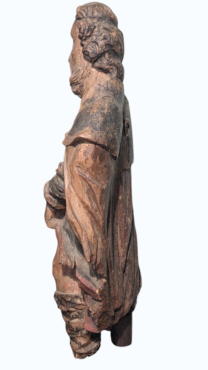 Saint-roch In Polychrome Solid Wood - Early 17th Century - 60cm High-photo-2