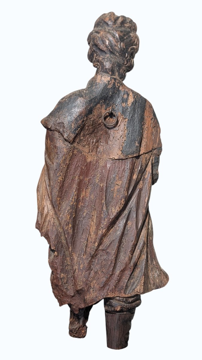 Saint-roch In Polychrome Solid Wood - Early 17th Century - 60cm High-photo-4