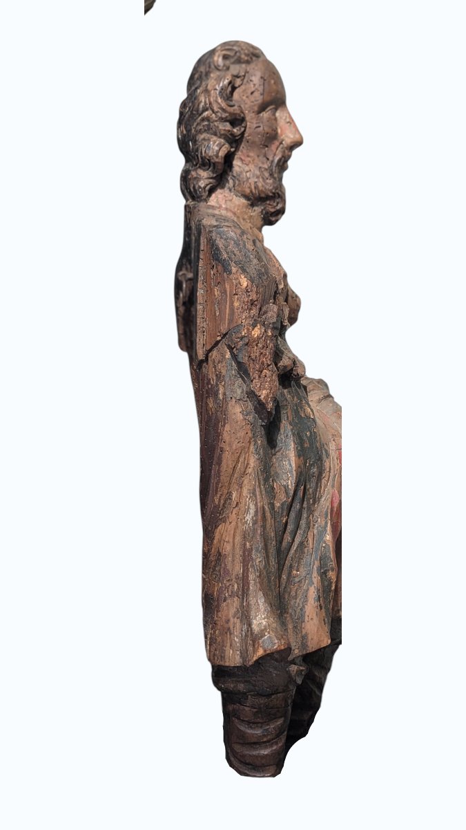 Saint-roch In Polychrome Solid Wood - Early 17th Century - 60cm High-photo-5