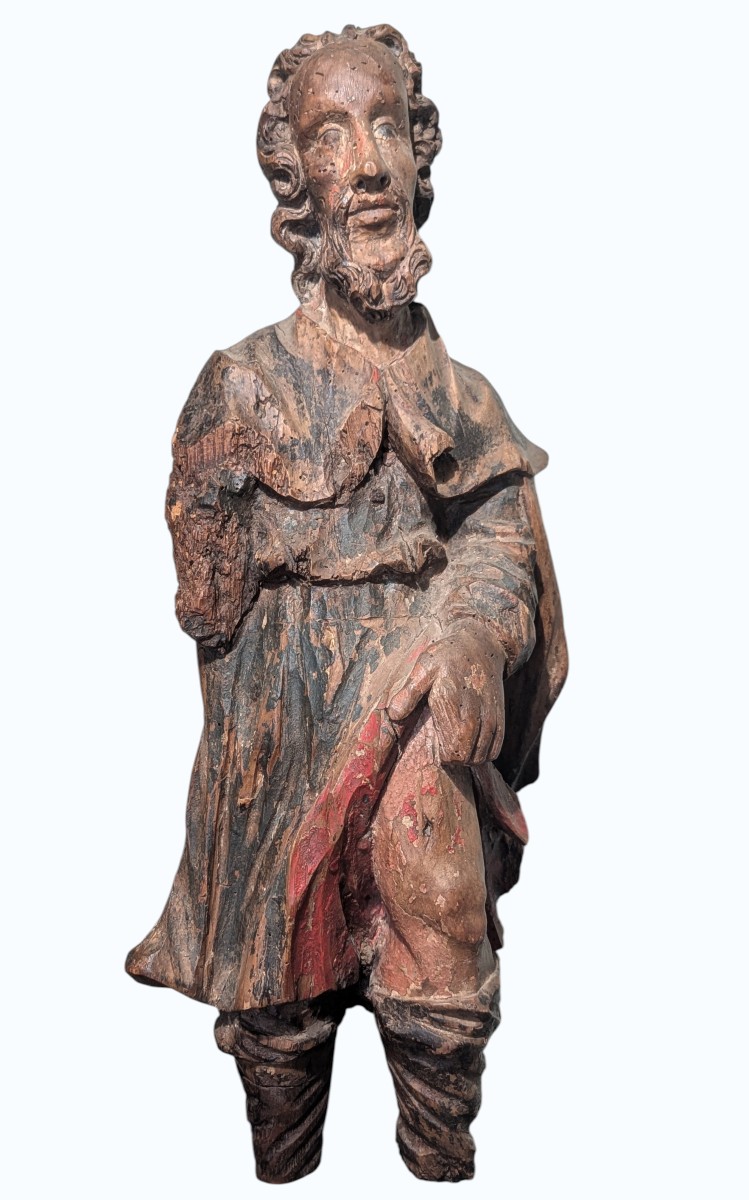 Saint-roch In Polychrome Solid Wood - Early 17th Century - 60cm High