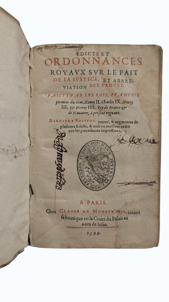 Edits And Ordinances Of The Kings Henri Ii, Henri III & Henri IV & Charles IX - Paris 1599 - 16th-photo-2