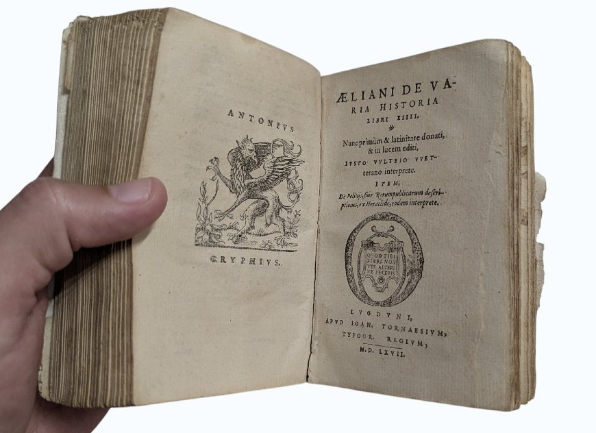 Ausone & élien - Three Books Compiled - 1567 To 1575 -rare - Books 16th-photo-5