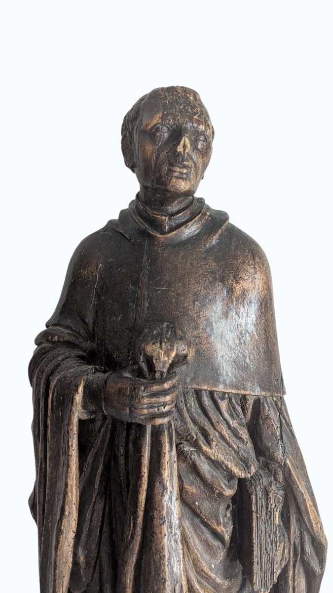 Saint pèlerin en noyer sculpté (saint Jacques le Majeur ?) - France - XVIe siècle - 98cm -photo-2