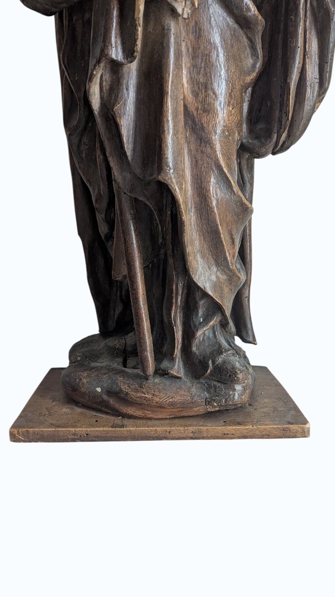 Saint pèlerin en noyer sculpté (saint Jacques le Majeur ?) - France - XVIe siècle - 98cm -photo-1