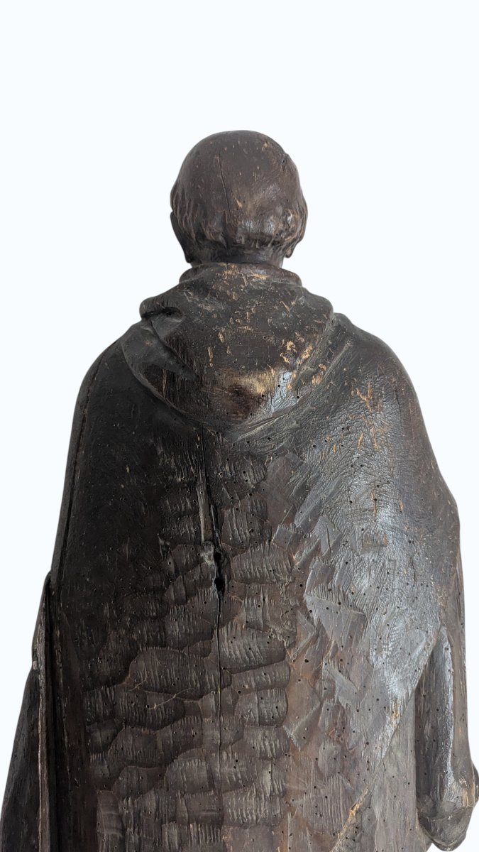 Saint pèlerin en noyer sculpté (saint Jacques le Majeur ?) - France - XVIe siècle - 98cm -photo-2