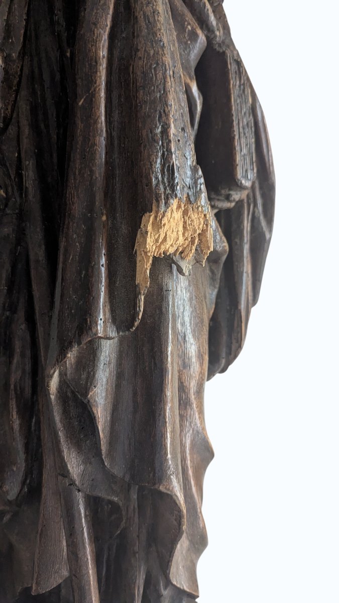 Saint pèlerin en noyer sculpté (saint Jacques le Majeur ?) - France - XVIe siècle - 98cm -photo-4