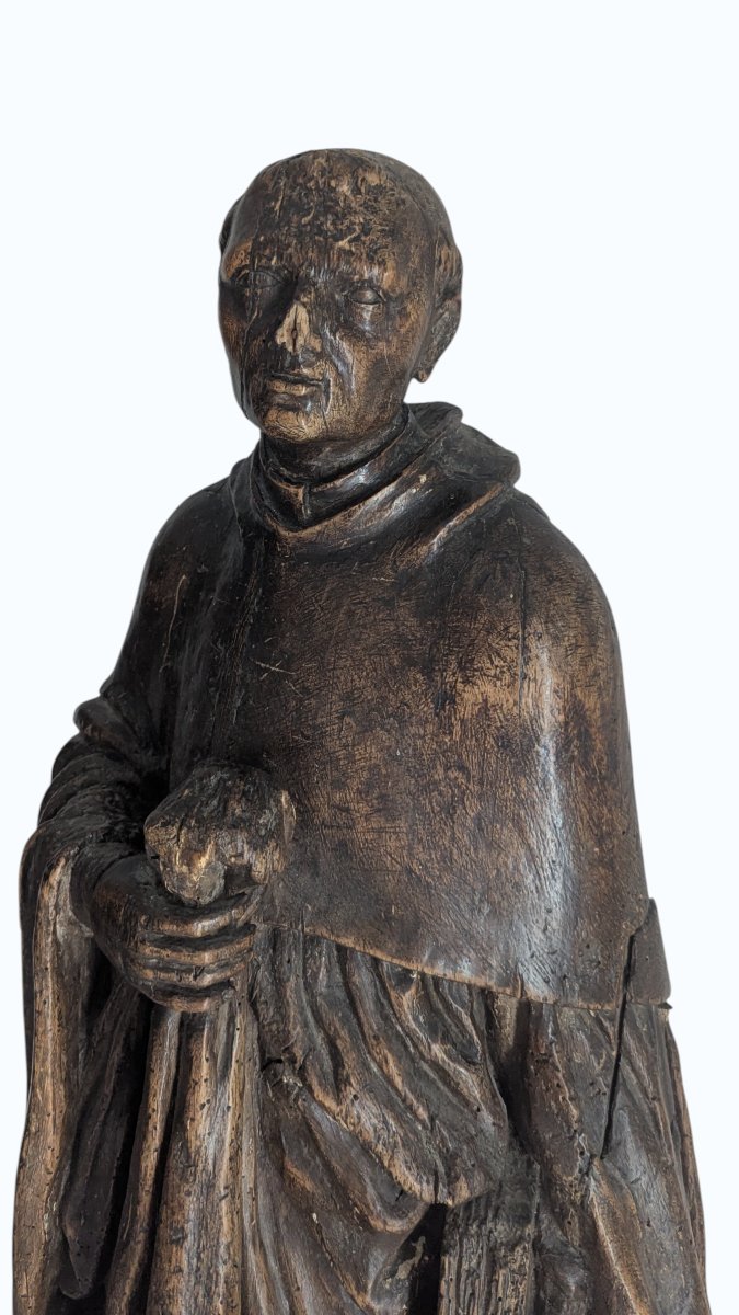 Saint pèlerin en noyer sculpté (saint Jacques le Majeur ?) - France - XVIe siècle - 98cm -photo-7