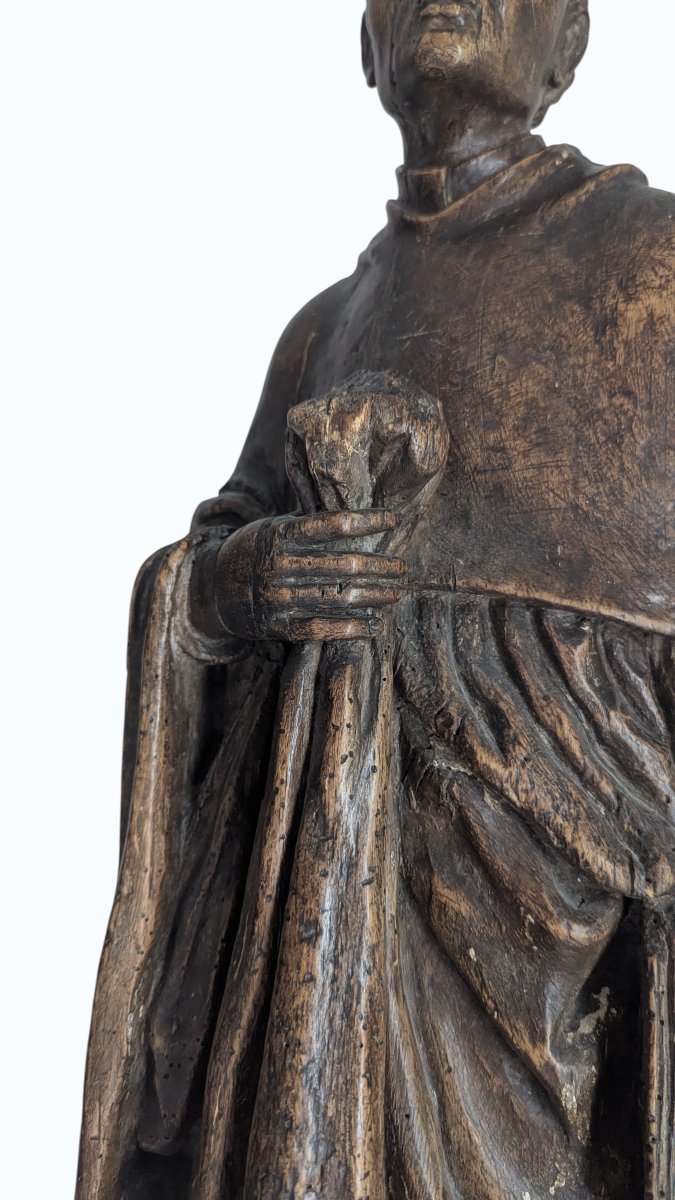 Saint pèlerin en noyer sculpté (saint Jacques le Majeur ?) - France - XVIe siècle - 98cm -photo-8