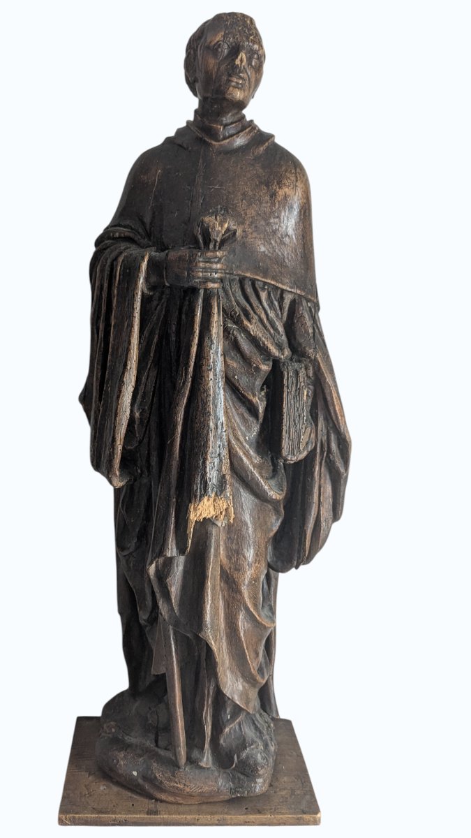 Saint pèlerin en noyer sculpté (saint Jacques le Majeur ?) - France - XVIe siècle - 98cm 