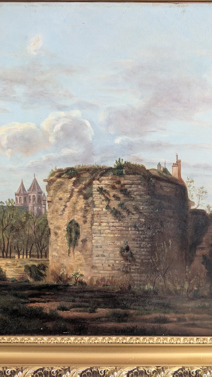 Vue de Dijon - la cathédrale Saint-Bénigne & vestiges du château - HST signée Marie Godefroy-photo-4