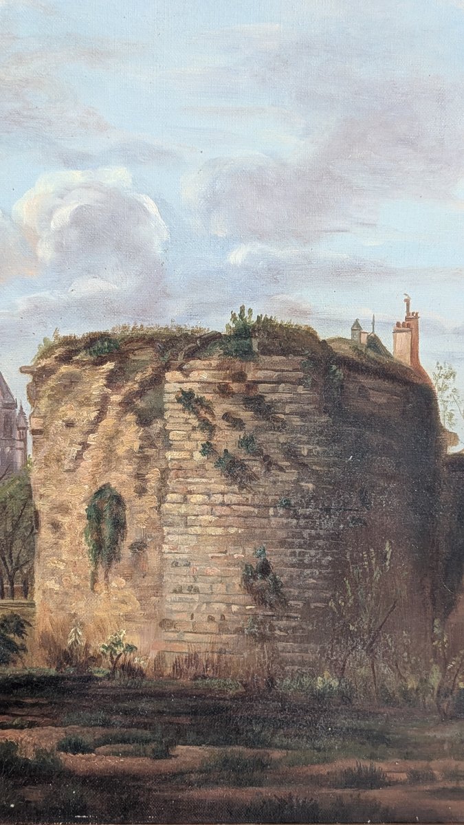 Vue de Dijon - la cathédrale Saint-Bénigne & vestiges du château - HST signée Marie Godefroy-photo-3