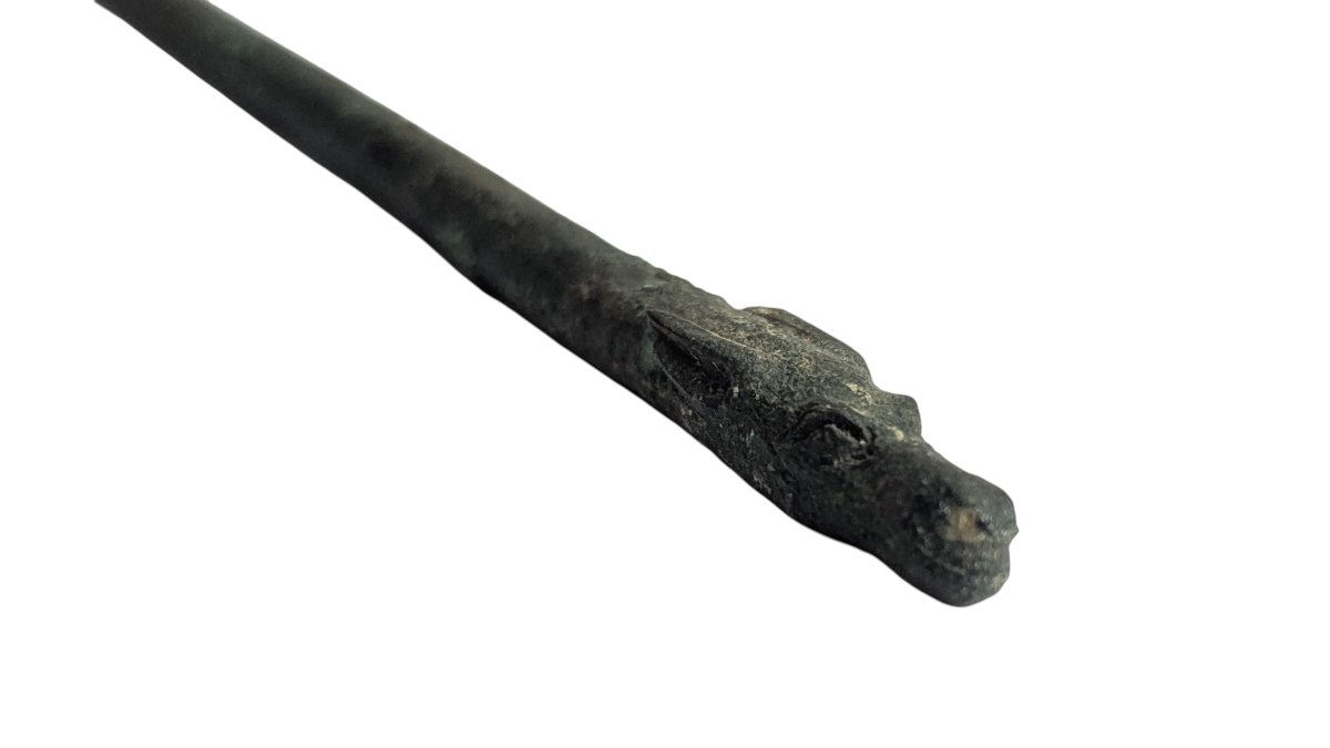 Large Bronze Pin With A Deer's Head – Roman Period – Bessonneau Collection-photo-3