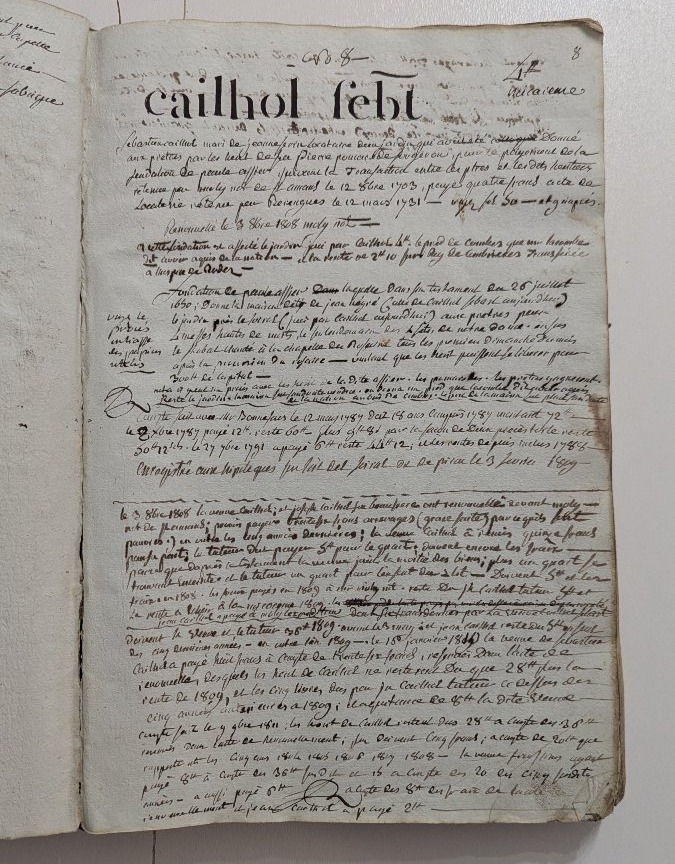 Manuscrit - Registre des Obits et Fondations de la paroisse de Cassagnes (Aveyron) 1808-photo-4