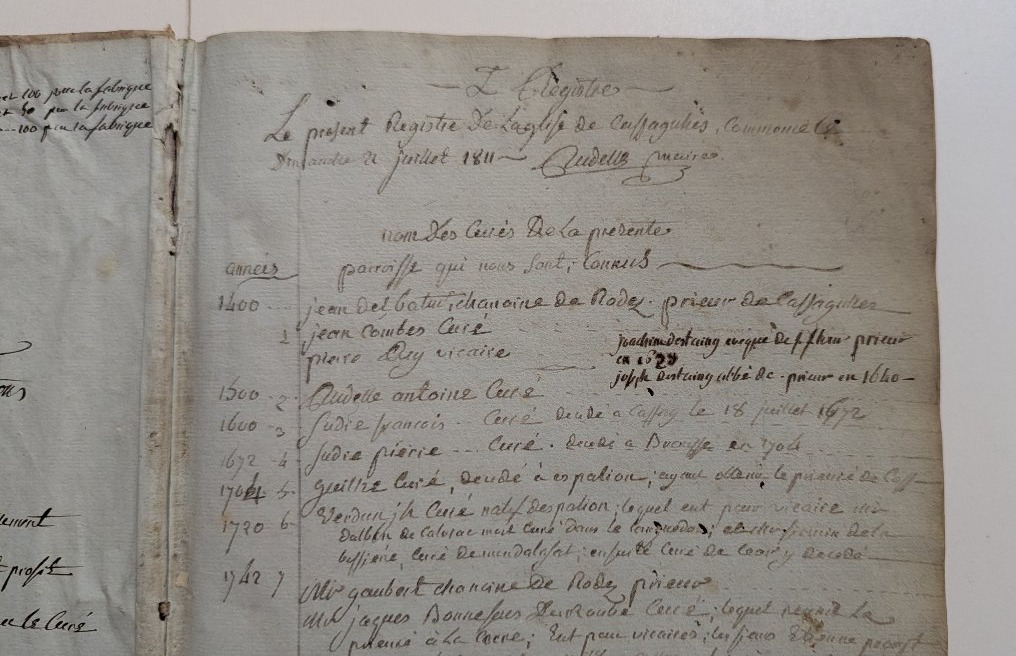 Manuscript – Cassagne Church Workshop – Aveyron – 1811 – Cover Made Of Medieval Parchment-photo-3