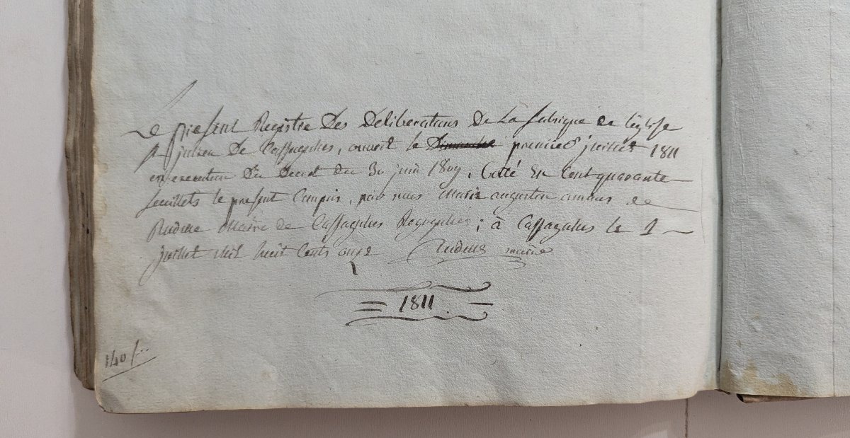 Manuscript – Cassagne Church Workshop – Aveyron – 1811 – Cover Made Of Medieval Parchment-photo-4