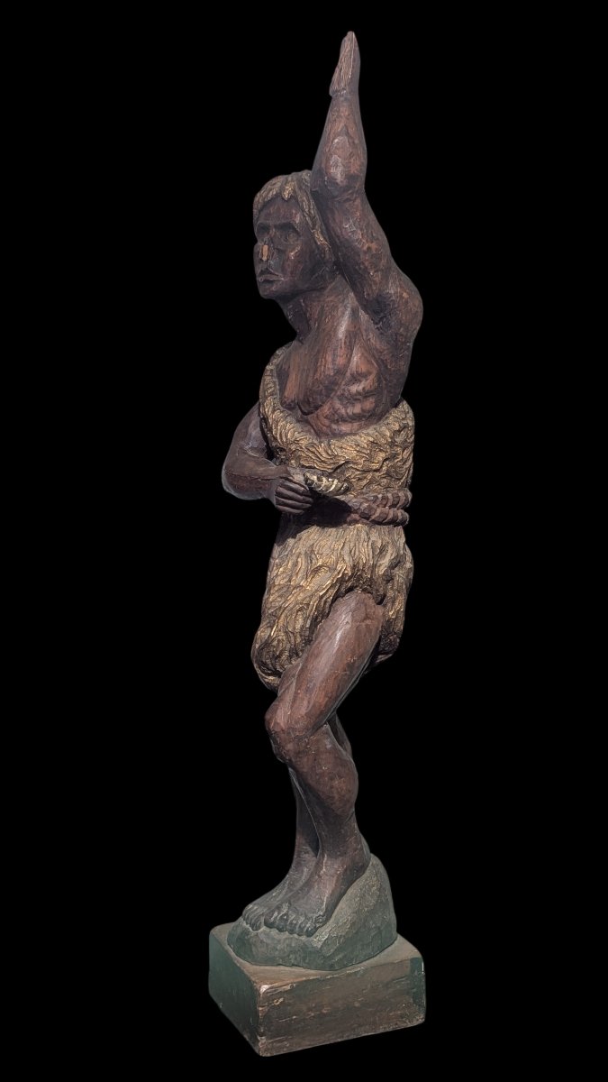 Saint Jean-Baptiste – Sculpture en chêne polychrome, XVIe-XVIIe siècle-photo-2