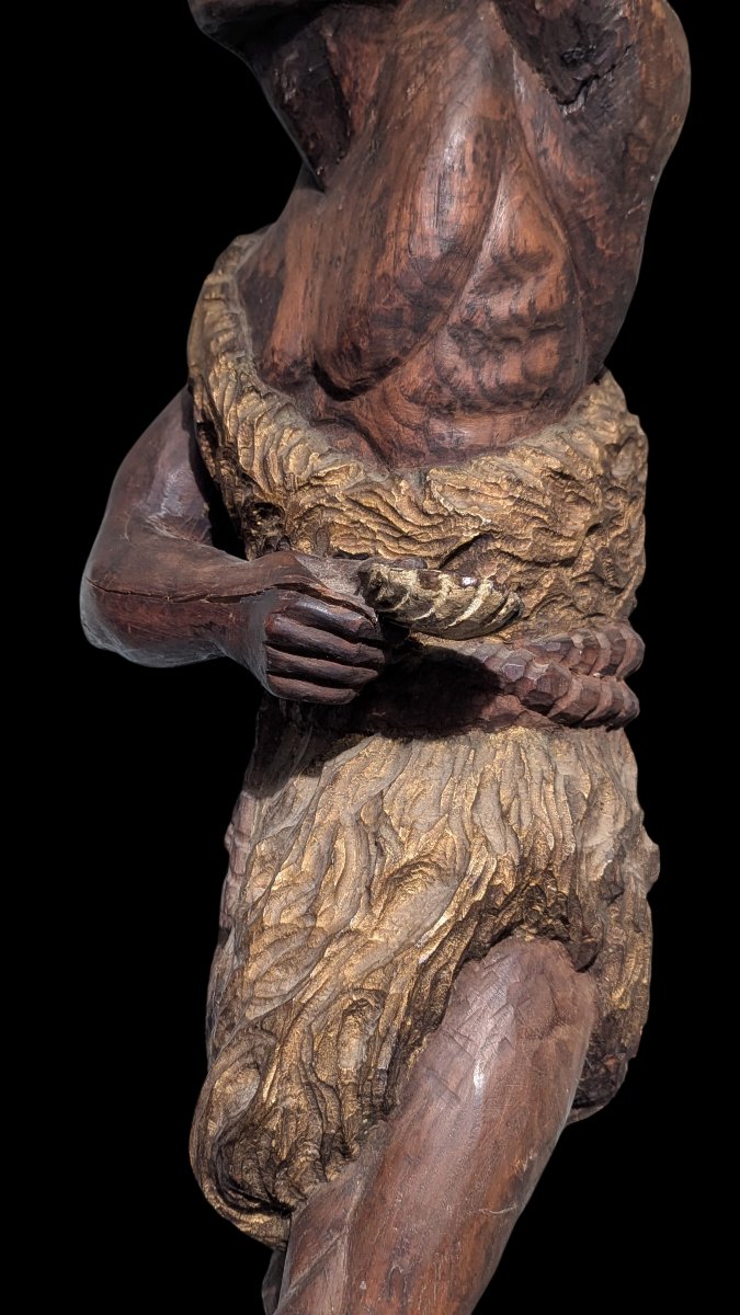 Saint Jean-Baptiste – Sculpture en chêne polychrome, XVIe-XVIIe siècle-photo-4