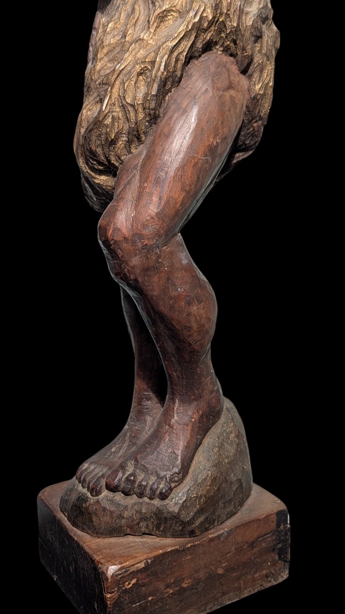 Saint Jean-Baptiste – Sculpture en chêne polychrome, XVIe-XVIIe siècle-photo-1