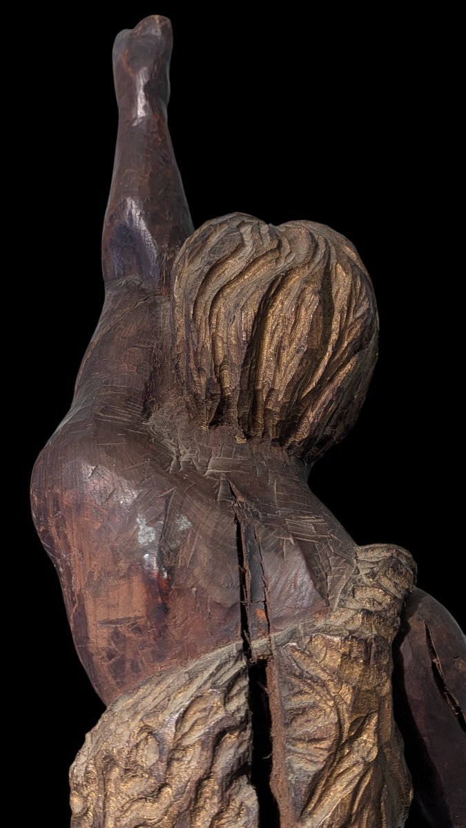 Saint Jean-Baptiste – Sculpture en chêne polychrome, XVIe-XVIIe siècle-photo-3