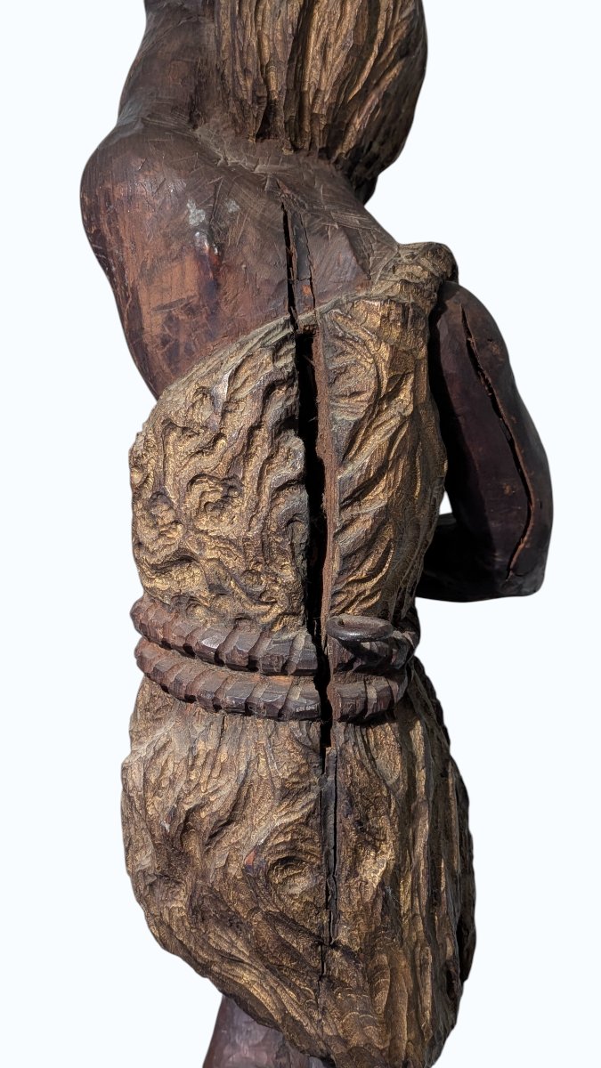 Saint Jean-Baptiste – Sculpture en chêne polychrome, XVIe-XVIIe siècle-photo-4