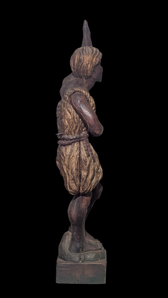 Saint Jean-Baptiste – Sculpture en chêne polychrome, XVIe-XVIIe siècle-photo-6